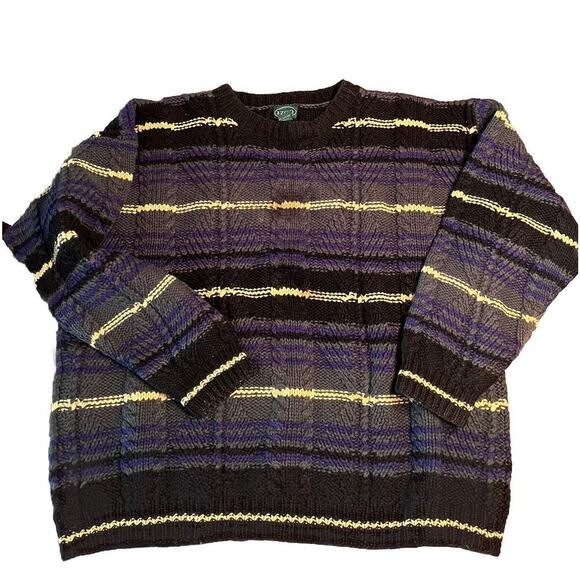 IZod Stripes Shetland Wool Sweater Size XL Vintage Note - Picture 1 of 5